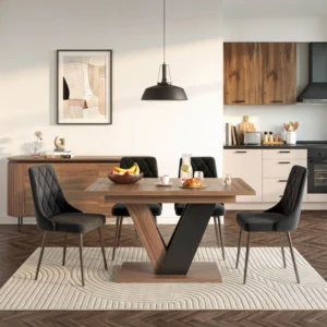 masa-clark-extensibila-120-160-cm-nuc-negru-2-1 Masa CLARK extensibilă 120-160 cm Nuc/Negru — Mese