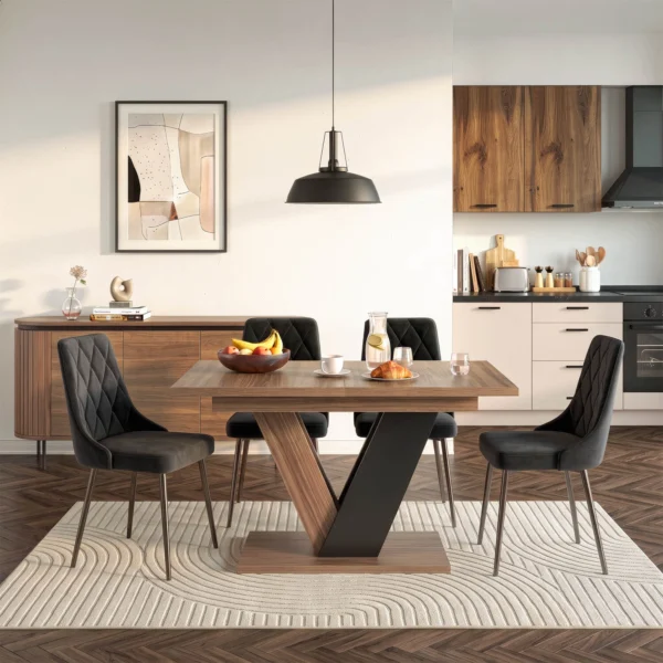 masa-clark-extensibila-120-160-cm-nuc-negru-2-1 Masa CLARK extensibilă 120-160 cm Nuc/Negru — Mese