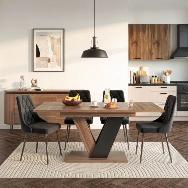 masa-clark-extensibila-120-160-cm-nuc-negru-3-1 Masa CLARK extensibilă 120-160 cm Nuc/Negru — Mese