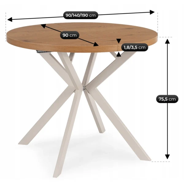 masa-lugo-extensibila-90-190-cm-stejar-casmir-9 Masa LUGO extensibilă 90-190 cm Stejar/Cașmir — Mese