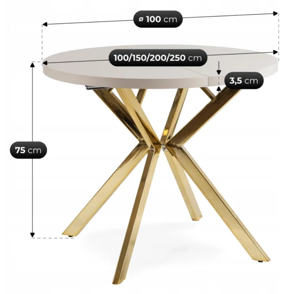 masa-lukas-extensibila-100-250-cm-culoare-casmir-auriu-9 Masa LUKAS extensibilă 100-250 cm, culoare cașmir/auriu — Mese