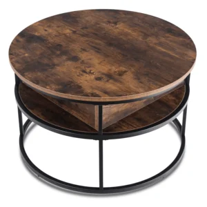 Măsuță ASTUR Stejar rustic/Negru — Măsuțe rotunde