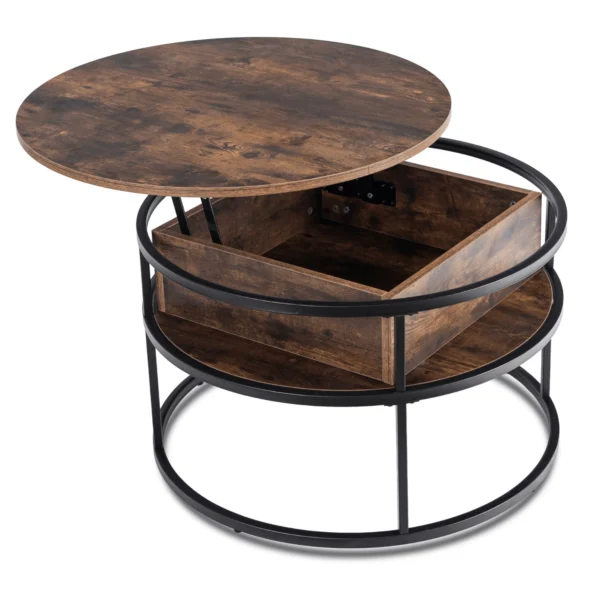 Măsuță ASTUR Stejar rustic/Negru — Măsuțe rotunde