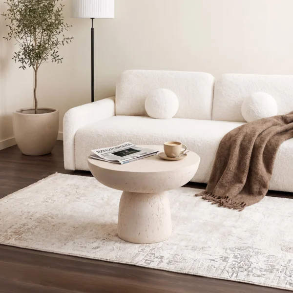 Măsuță PLOT 65 cm Crem/Bej Modernă — Măsuțe rotunde