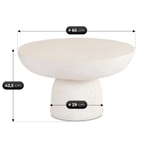 Măsuță PLOT 65 cm Crem/Bej Modernă — Măsuțe rotunde
