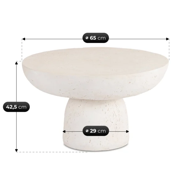 Măsuță PLOT 65 cm Crem/Bej Modernă — Măsuțe rotunde