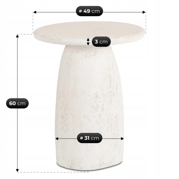 Măsuță REES 49 cm Crem/Bej Modernă — Măsuțe rotunde