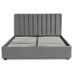 Pat 120x200 MARI, din catifea, gri — MOBILA