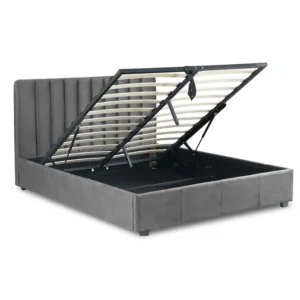 Pat 120x200 MARI, din catifea, gri — MOBILA