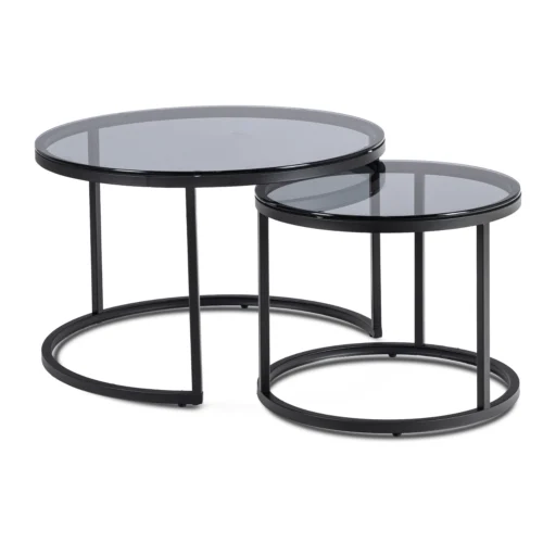 Set de măsuțe de cafea CARRERA Gri/Negru — Măsuțe și banchete