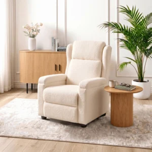 Fotoliu extensibil SPENCER, crem, din țesătură bouclé — Fotolii de relaxare