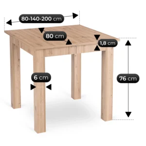 Masă BEN extensibilă 80-200 cm, stejar Artisan — Mese