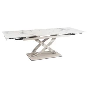 Masă IBIZA din ceramică, extensibilă, 160-240 cm, marmură albă/cașmir — Mese