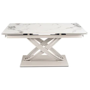 Masă IBIZA din ceramică, extensibilă, 160-240 cm, marmură albă/cașmir — Mese