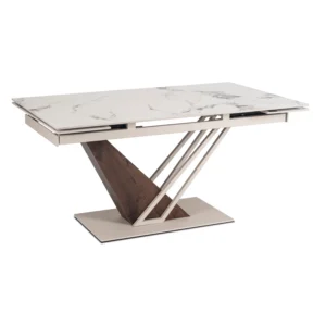 Masa REX ceramică extensibilă 160-220 cm, marmură albă/cașmir