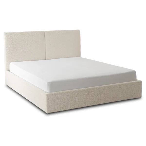 Pat 120x200 MARSYLIA cu spațiu de depozitare, Boucle crem — MOBILA