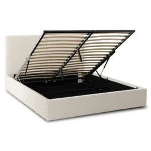 Pat 120x200 MARSYLIA cu spațiu de depozitare, Boucle crem — MOBILA