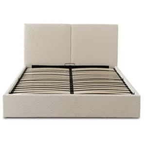 Pat 120x200 MARSYLIA cu spațiu de depozitare, Boucle crem — MOBILA