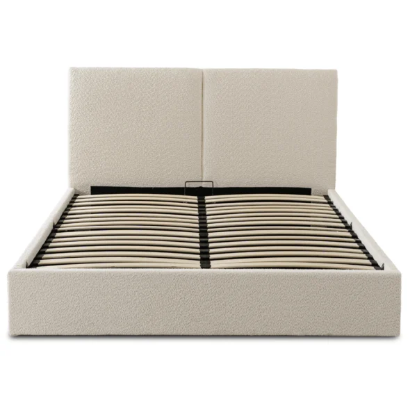 Pat 120x200 MARSYLIA cu spațiu de depozitare, Boucle crem — MOBILA