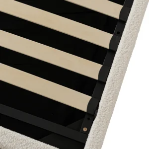 Pat 120x200 MARSYLIA cu spațiu de depozitare, Boucle crem — MOBILA