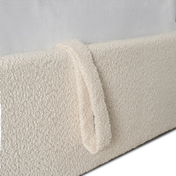 Pat 120x200 MARSYLIA cu spațiu de depozitare, Boucle crem — MOBILA