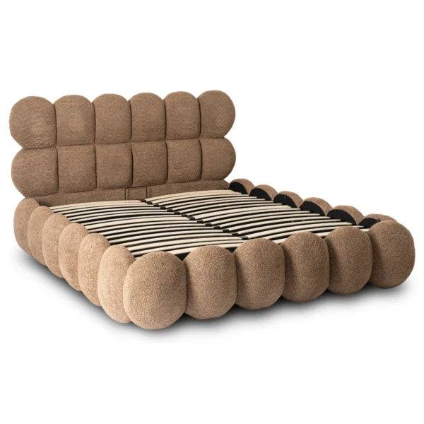 Pat 160x200 ANKARA cu spațiu de depozitare, maro, țesătură Boucle — MOBILA