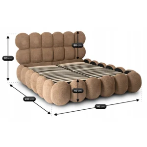 Pat 160x200 ANKARA cu spațiu de depozitare, maro, țesătură Boucle — MOBILA