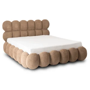 Pat 160x200 ANKARA cu spațiu de depozitare, maro, țesătură Boucle — MOBILA