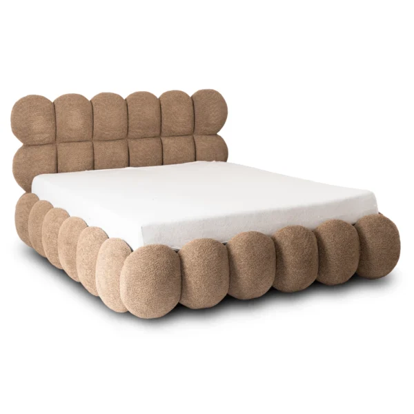 Pat 160x200 ANKARA cu spațiu de depozitare, maro, țesătură Boucle — MOBILA