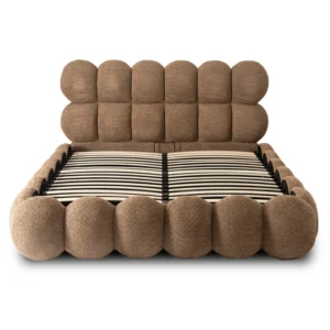 Pat 160x200 ANKARA cu spațiu de depozitare, maro, țesătură Boucle — MOBILA