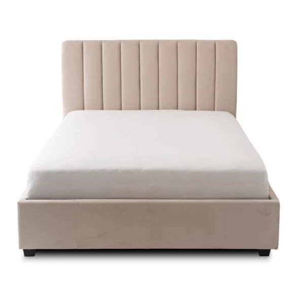 Pat 160x200 MARI, din catifea, crem — MOBILA