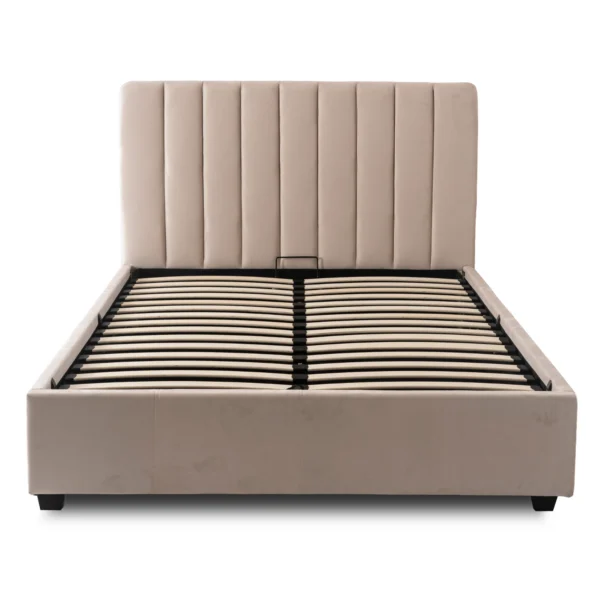 Pat 160x200 MARI, din catifea, crem — MOBILA