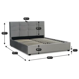 Pat 160x200 TINGA, din catifea, gri închis — MOBILA