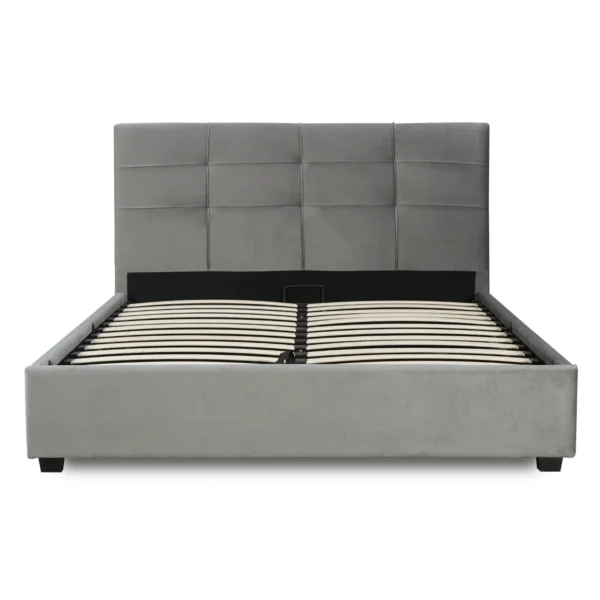 Pat 160x200 TINGA, din catifea, gri închis — MOBILA