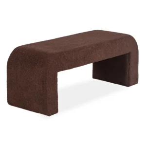 Puf tapițat DELINO maro, din țesătură bouclé — MOBILA