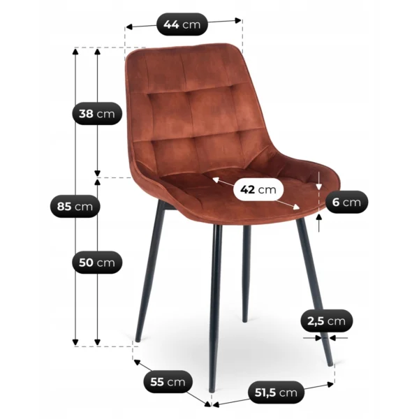 Scaun CHRIS ruginiu din catifea — MOBILA