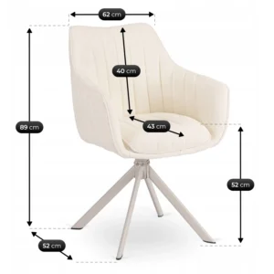Scaun rotativ BAJA, crem, din bouclé/cașmir — MOBILA