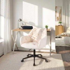 scaun-rotativ-konor-crem-negru-din-tesatura-boucle-2 Scaun rotativ KONOR crem/negru, din țesătură bouclé — MOBILA