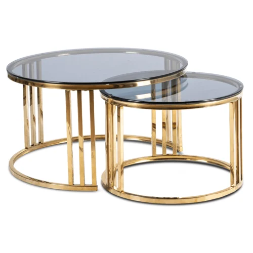 Set de măsuțe de cafea TRITON MAX Gri/Auriu — Măsuțe și banchete