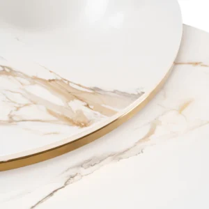 Set de măsuțe din ceramică MILANO 45 cm/60 cm, marmură albă/auriu — Măsuțe și banchete