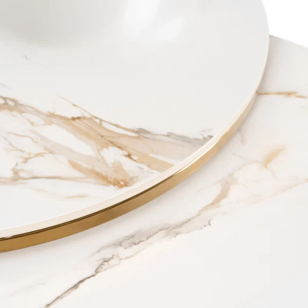 Set de măsuțe din ceramică MILANO 45 cm/60 cm, marmură albă/auriu — Măsuțe și banchete