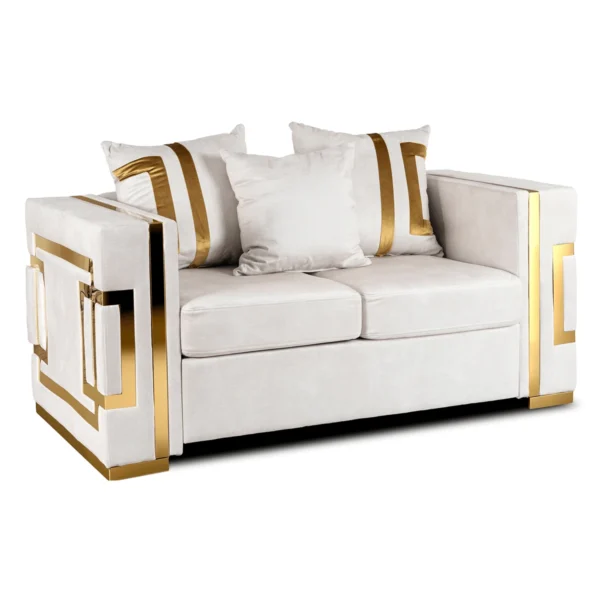 Canapea PALLAZO 2S pentru două persoane, crem/auriu — Canapele și sofale
