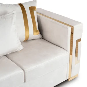 Canapea PALLAZO 2S pentru două persoane, crem/auriu — Canapele și sofale