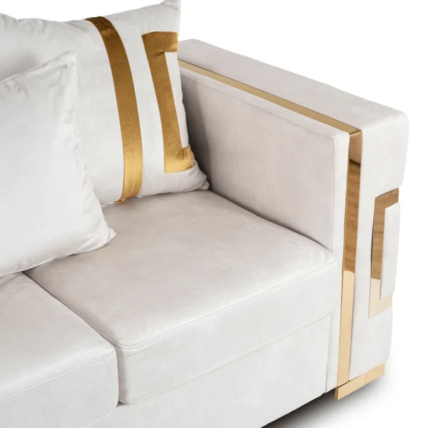 Canapea PALLAZO 2S pentru două persoane, crem/auriu — Canapele și sofale