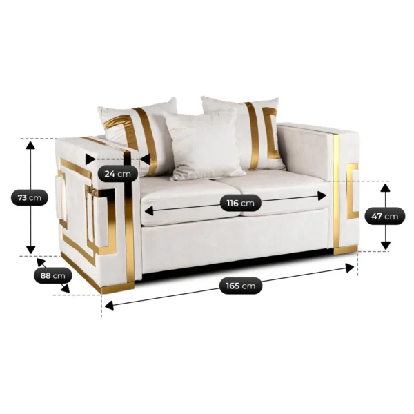 Canapea PALLAZO 2S pentru două persoane, crem/auriu — Canapele și sofale