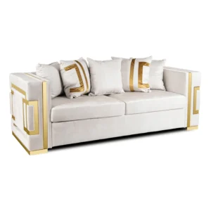 Canapea PALLAZO 3S, cu trei locuri, crem/auriu — Canapele și sofale