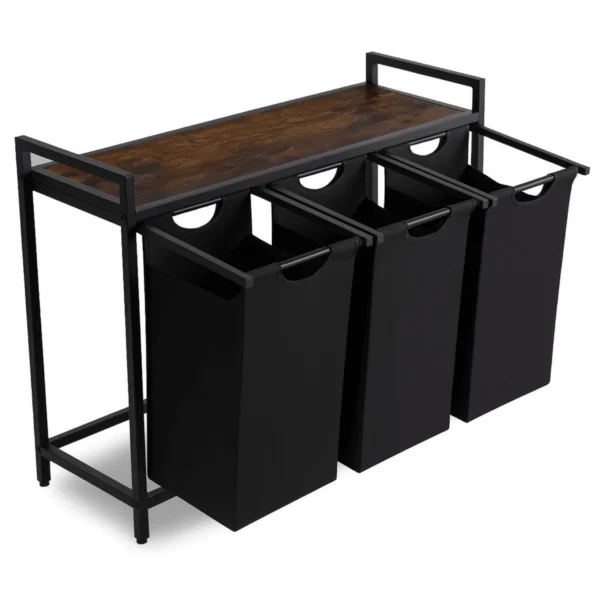 cos-de-rufe-finn-cu-raft-stejar-rustic-negru-4 Coș de rufe FINN cu raft, stejar rustic/negru — MOBILA