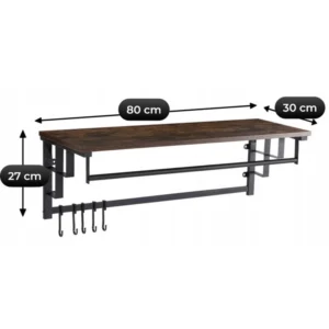 cuier-pentru-hol-jace-80-cm-cu-raft-stejar-rustic-negru-5 Cuier pentru hol JACE 80 cm cu raft, stejar rustic/negru — Cuiere