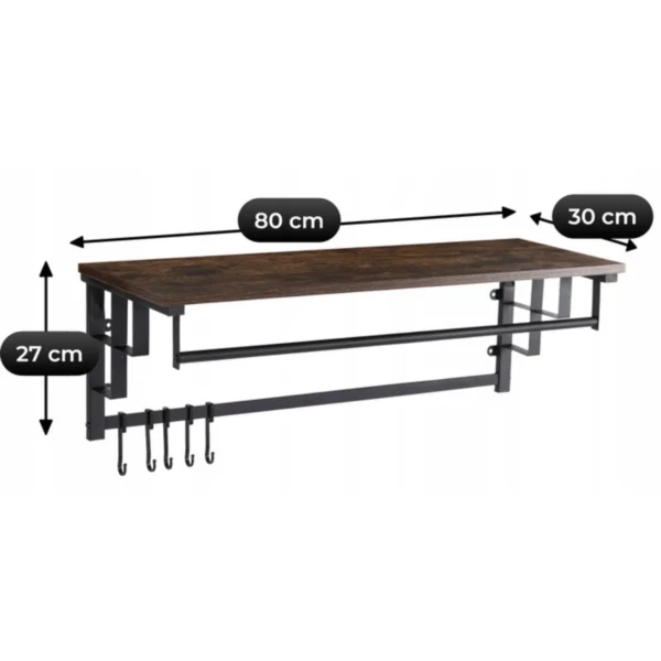 cuier-pentru-hol-jace-80-cm-cu-raft-stejar-rustic-negru-5 Cuier pentru hol JACE 80 cm cu raft, stejar rustic/negru — Cuiere
