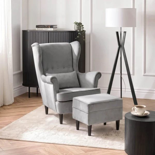 fotoliu-de-relaxare-evan-2-cu-suport-pentru-picioare-gri-din-catifea-2 Fotoliu de relaxare EVAN 2 cu suport pentru picioare, gri, din catifea — Fotolii cu taburet
